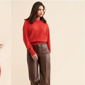 Free People Kora Cashmere Crew Red Sweater Size XS
